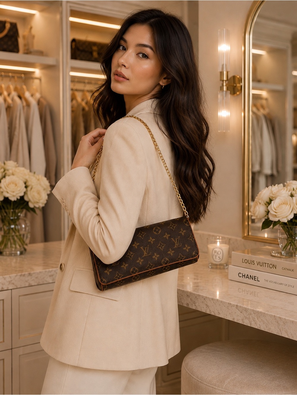Vintage Louis Vuitton Twin Pochette Monogram Shoulder Bag – Brown